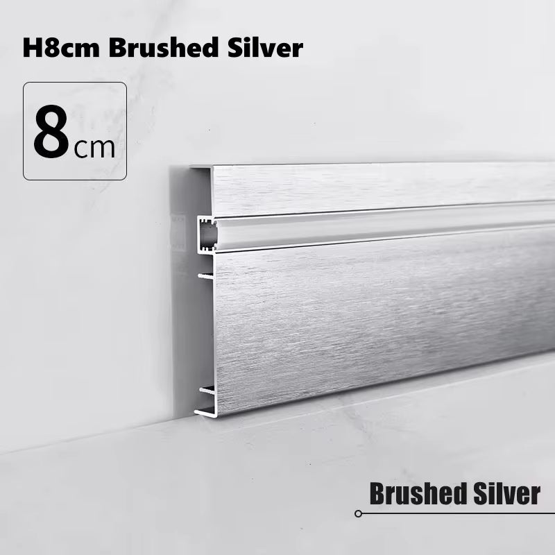 H8/10Cm Brushed LED Skirting Line 0.5M 1M LED Aluminium Profile Floor Baseboard Bar Strip Light Metal Wall Skirting Linear Lamp