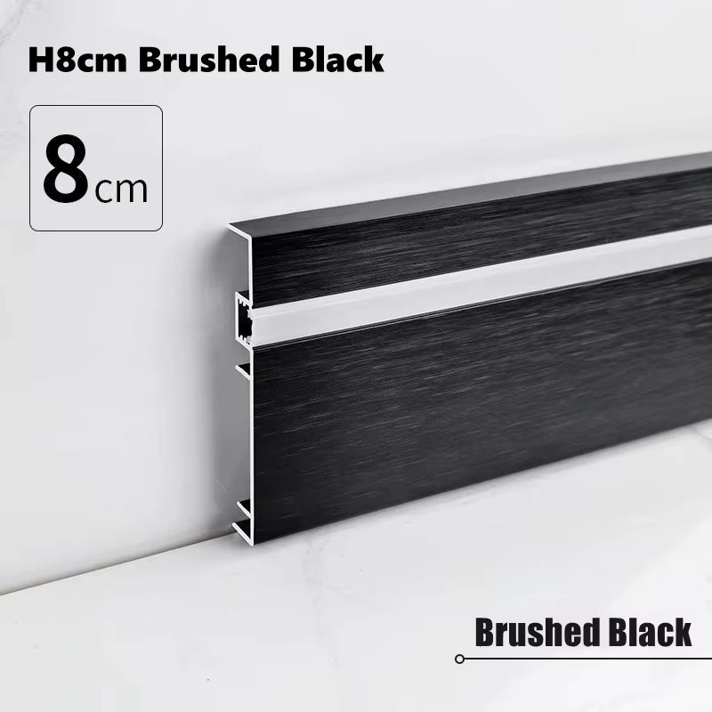 H8/10Cm Brushed LED Skirting Line 0.5M 1M LED Aluminium Profile Floor Baseboard Bar Strip Light Metal Wall Skirting Linear Lamp