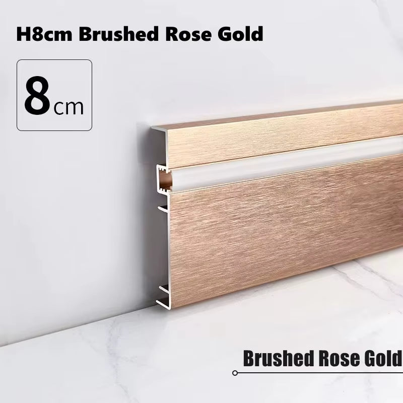 H8/10Cm Brushed LED Skirting Line 0.5M 1M LED Aluminium Profile Floor Baseboard Bar Strip Light Metal Wall Skirting Linear Lamp