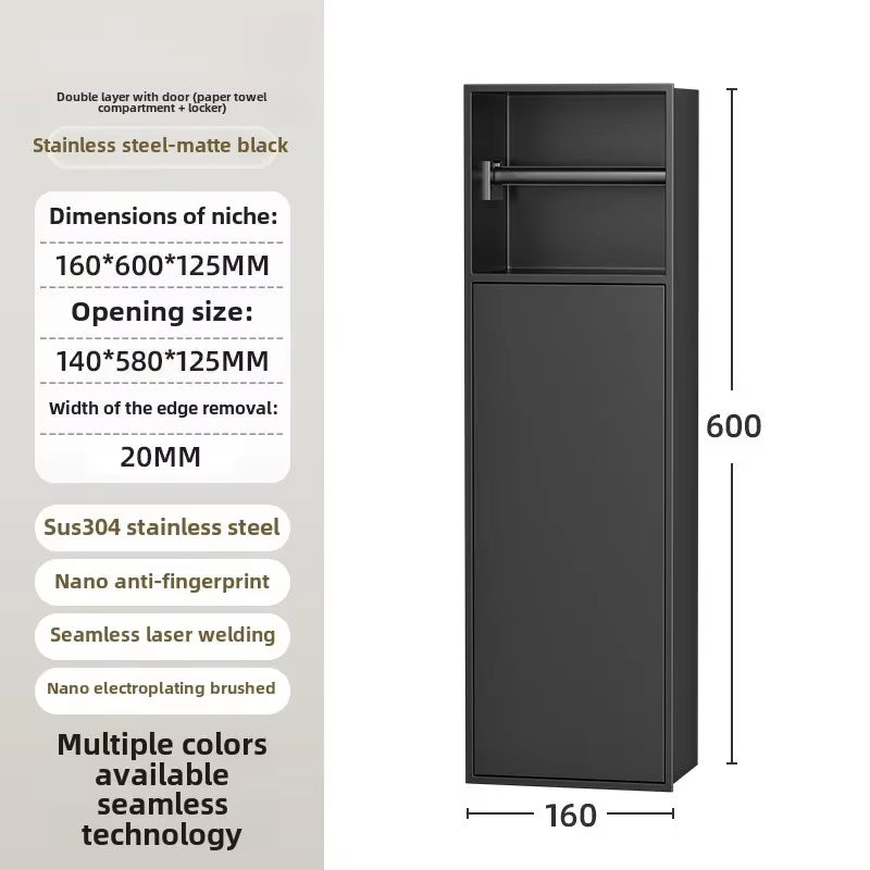 Toilet Inserted Cabinet Stainless Steel Inserted Toilet Niche Inserted Toilet Brush Multifunctional Trash Can Shelf