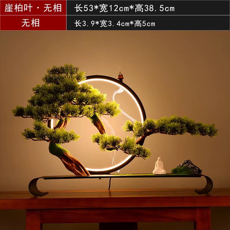 Cliff Welcome Pine Bonsai Micro Landscape Decoration Zen Space Chinese Style Living Room Porch Soft Decoration Art Decoration