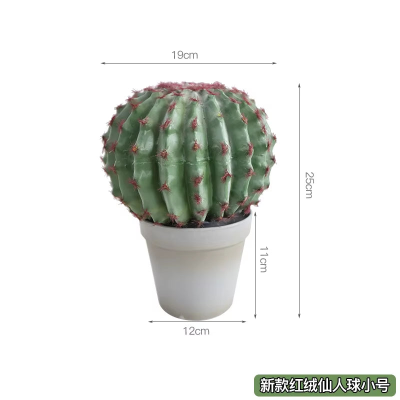 Simulated Cactus, Immortal Pillar Ball Measuring Ruler, Tropical Plant Landscape Floor-Standing Ornament Home Decor