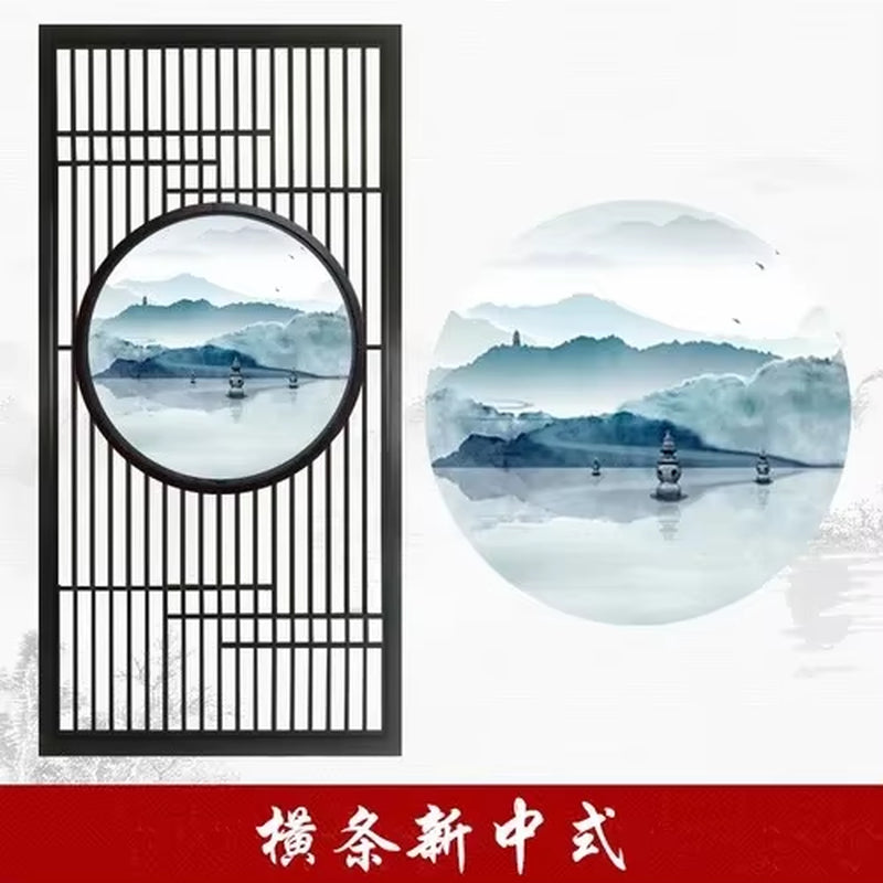 Custom Home Living Room Entrance Office New Japanese Solid Wood Grille Screen Mobile Baffle Wall