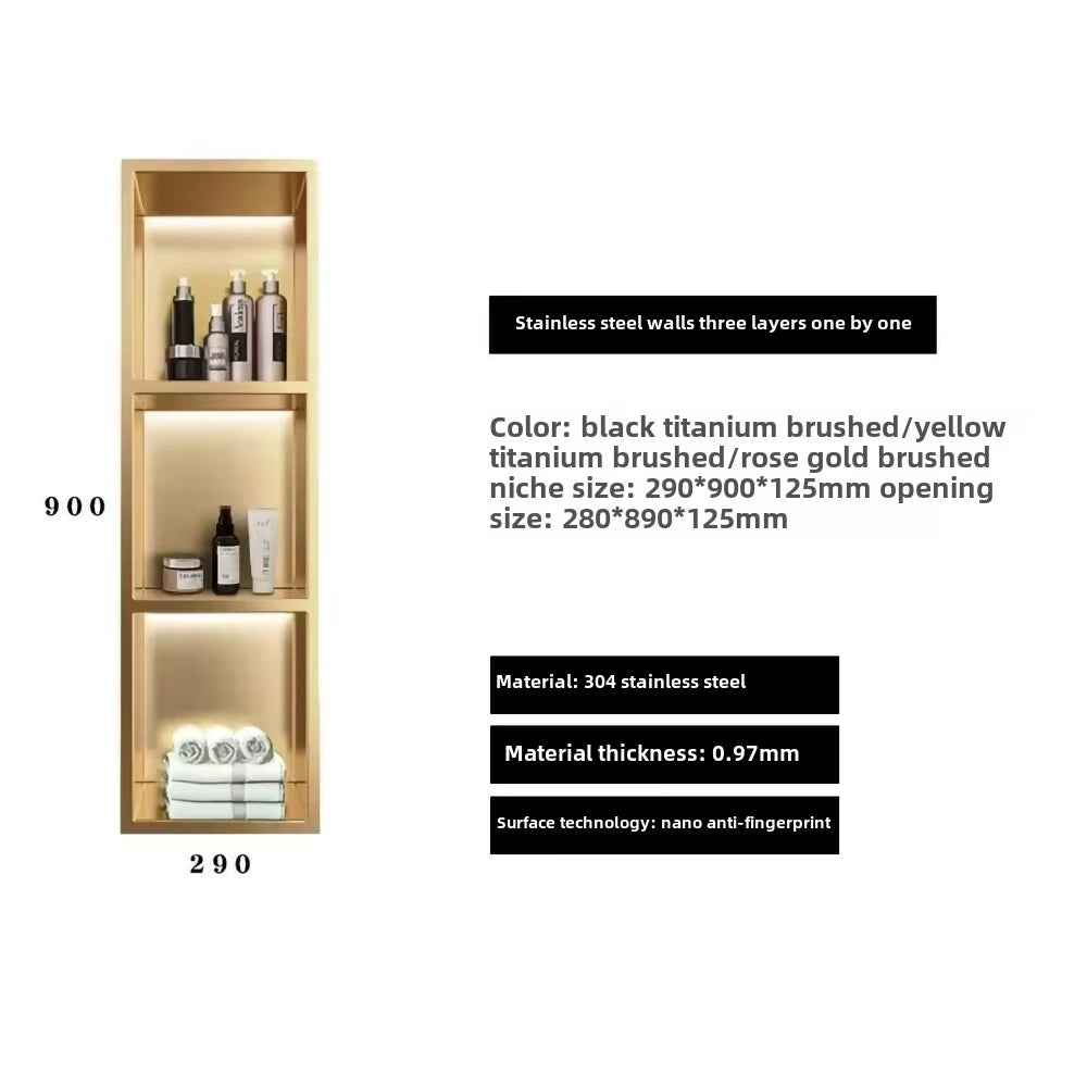 304 Stainless Steel Embedded Niche Hand Washing Bathroom Bathroom Shower Room Toilet Embedded Storage Wall Cabinet