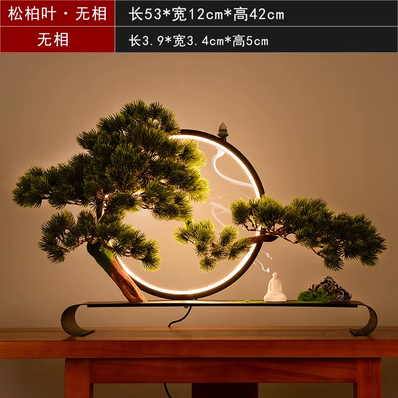 Cliff Welcome Pine Bonsai Micro Landscape Decoration Zen Space Chinese Style Living Room Porch Soft Decoration Art Decoration
