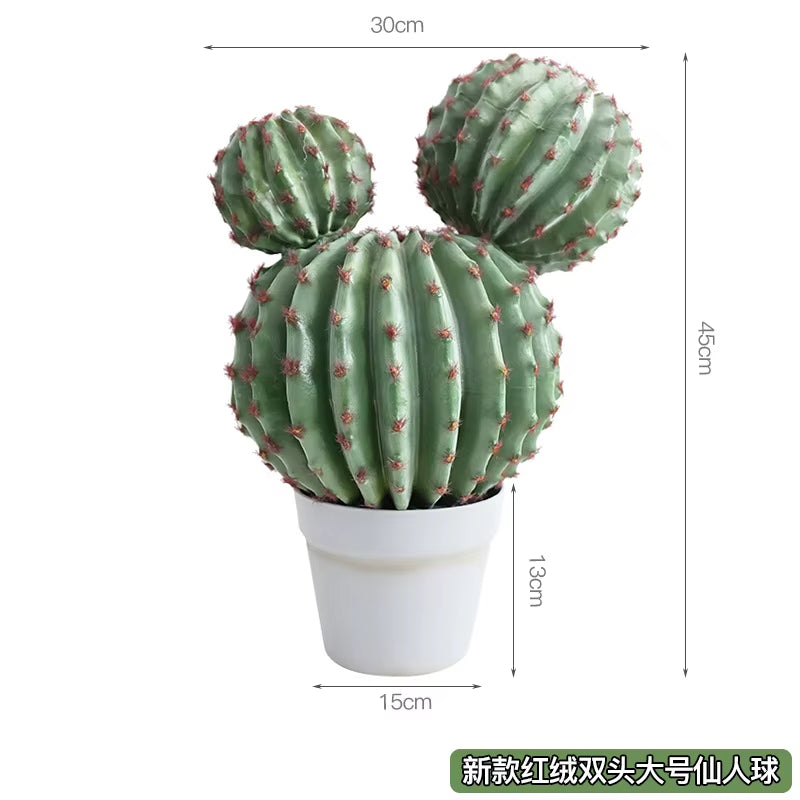 Simulated Cactus, Immortal Pillar Ball Measuring Ruler, Tropical Plant Landscape Floor-Standing Ornament Home Decor