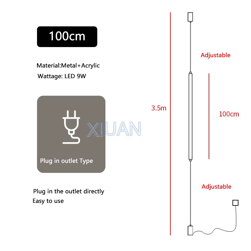 Italy Design Bedroom Bedside LED Floor Lamps Acrylic Sconces Long Line Light Modern Black Hotel Living Room LED Floor Light Home