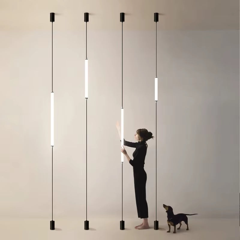 Italy Design Bedroom Bedside LED Floor Lamps Acrylic Sconces Long Line Light Modern Black Hotel Living Room LED Floor Light Home