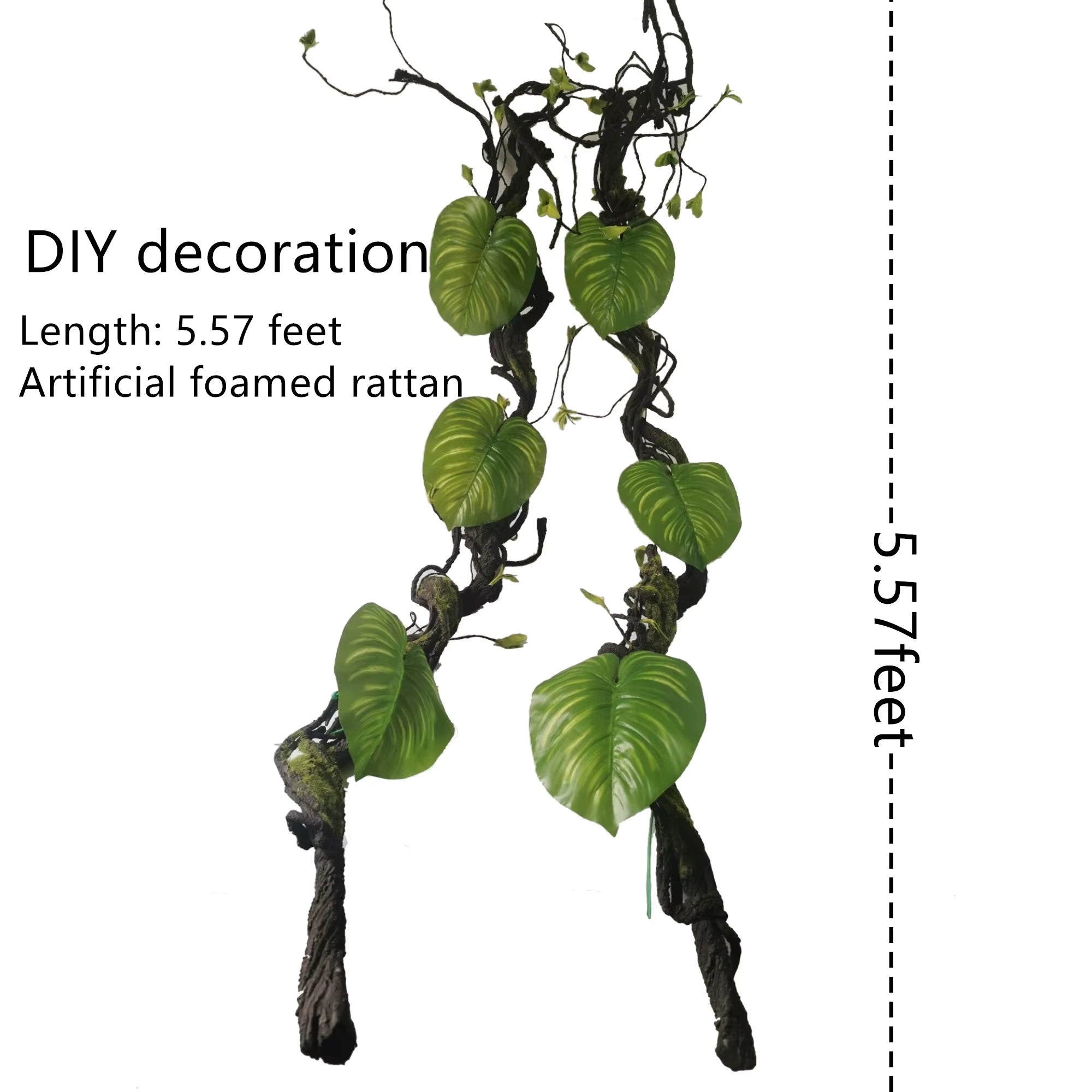 1 Pieces 5.57 Feet Artificial Vine Foam Free Bending Decoration Bedroom Bathroom Landscaping Indoor DIY Artificial Rattan