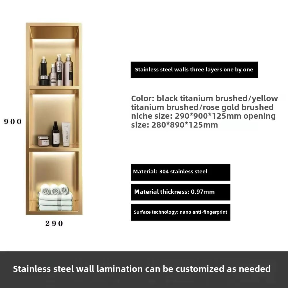 304 Stainless Steel Embedded Niche Hand Washing Bathroom Bathroom Shower Room Toilet Embedded Storage Wall Cabinet
