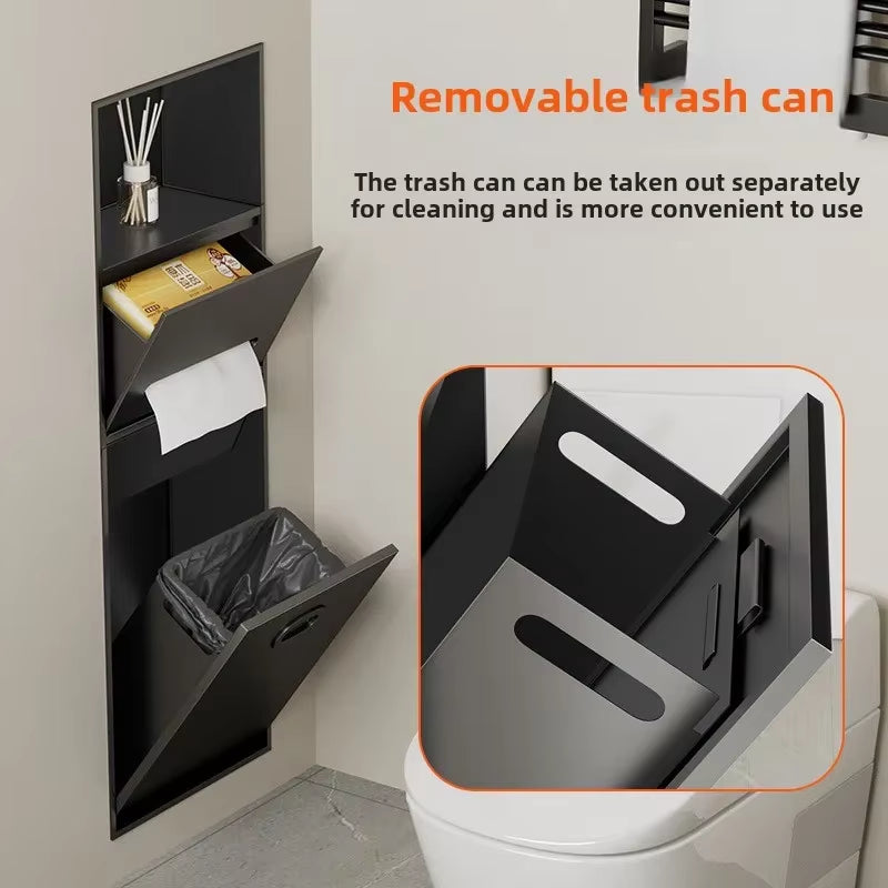 Toilet Inserted Cabinet Stainless Steel Inserted Toilet Niche Inserted Toilet Brush Multifunctional Trash Can Shelf