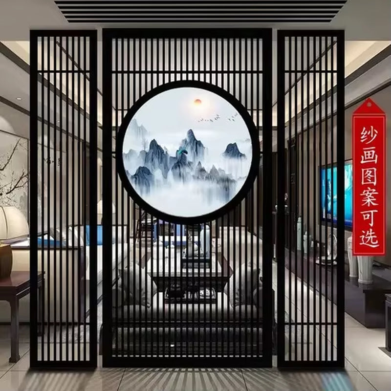 Custom Home Living Room Entrance Office New Japanese Solid Wood Grille Screen Mobile Baffle Wall