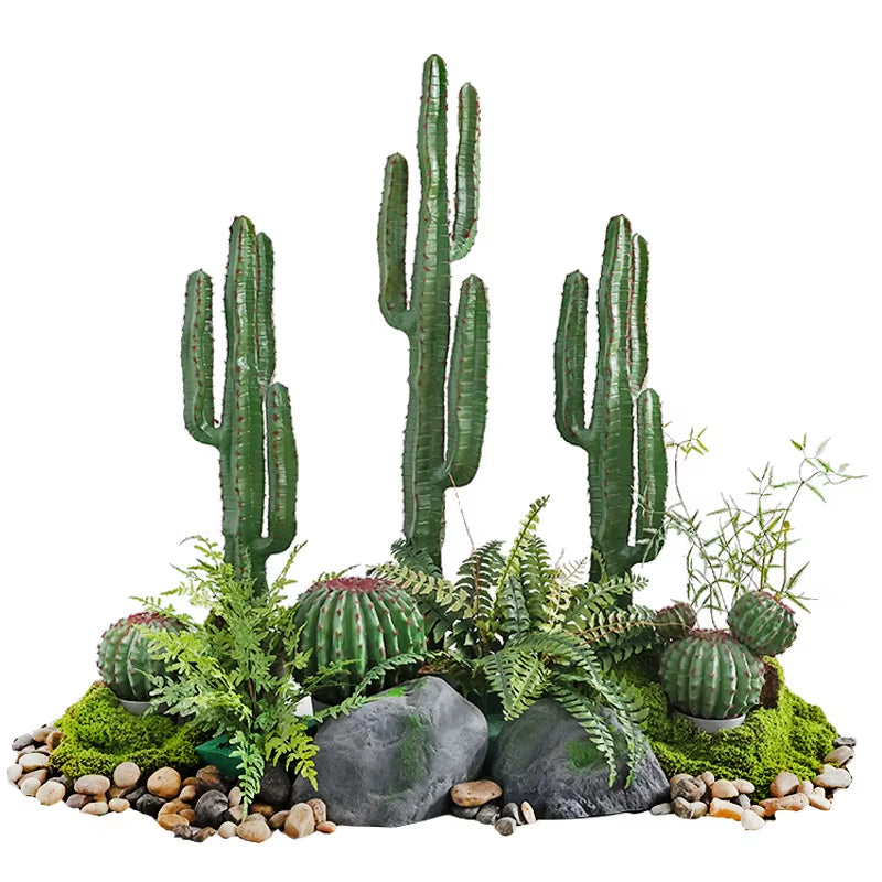 Simulated Cactus, Immortal Pillar Ball Measuring Ruler, Tropical Plant Landscape Floor-Standing Ornament Home Decor