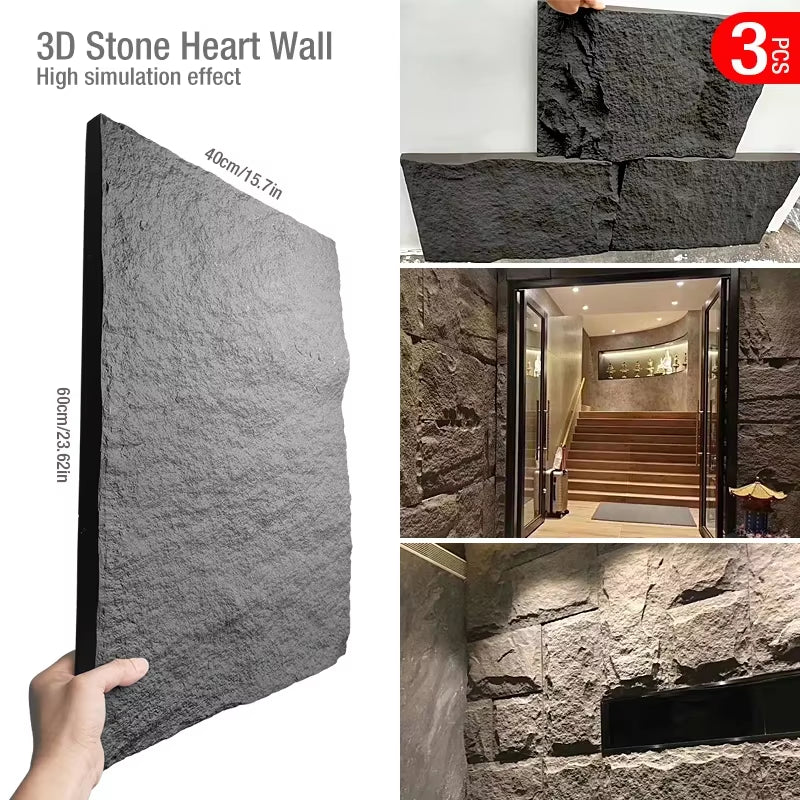 60X40Cm High Simulation Stone 3D Wall Stickers Stone Brick Wallpaper Wall Covering Living Room Rhombus 3D Wall Panel Mold Tile