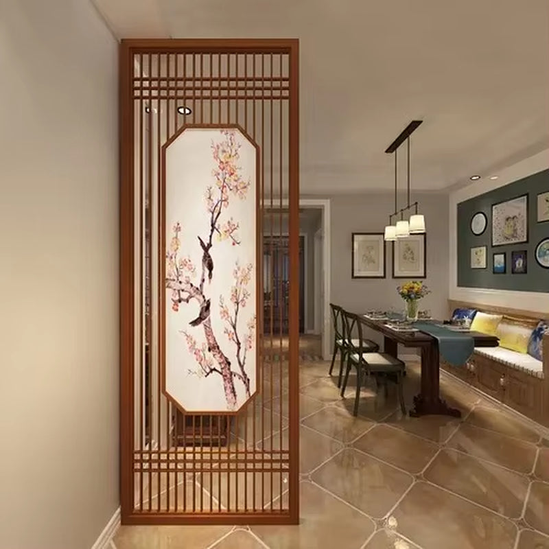 Custom Home Living Room Entrance Office New Japanese Solid Wood Grille Screen Mobile Baffle Wall