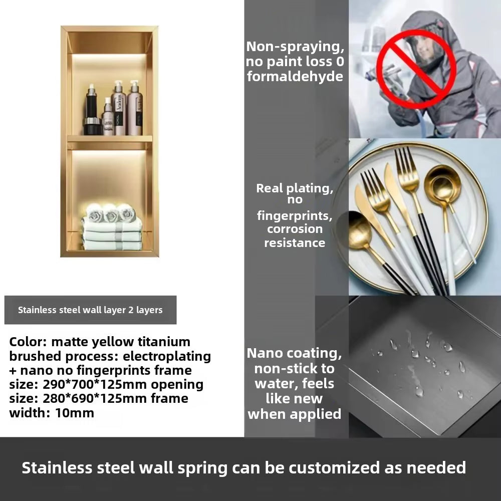304 Stainless Steel Embedded Niche Hand Washing Bathroom Bathroom Shower Room Toilet Embedded Storage Wall Cabinet