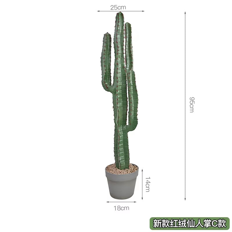 Simulated Cactus, Immortal Pillar Ball Measuring Ruler, Tropical Plant Landscape Floor-Standing Ornament Home Decor