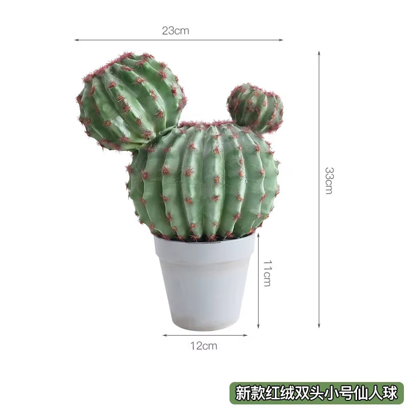 Simulated Cactus, Immortal Pillar Ball Measuring Ruler, Tropical Plant Landscape Floor-Standing Ornament Home Decor