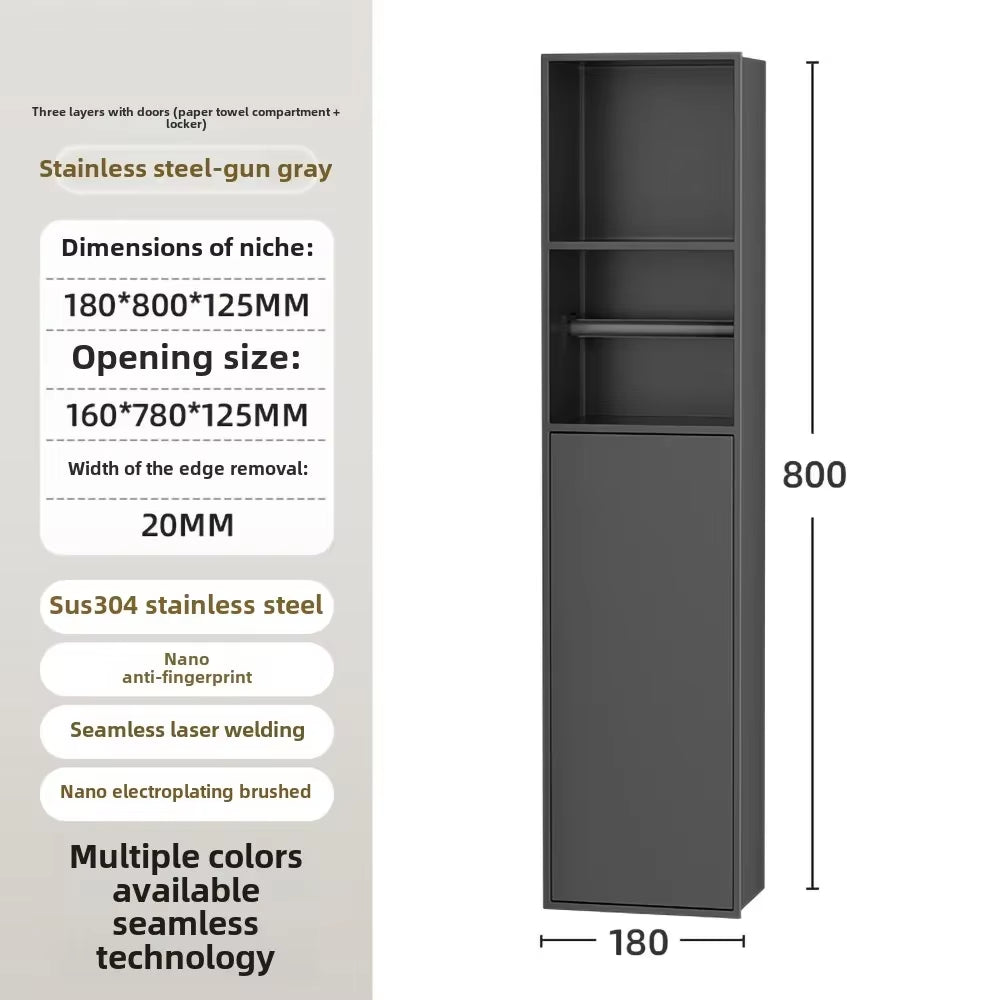 Toilet Inserted Cabinet Stainless Steel Inserted Toilet Niche Inserted Toilet Brush Multifunctional Trash Can Shelf
