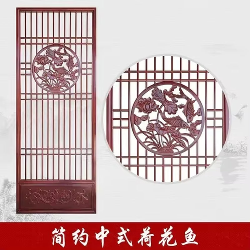 Custom Home Living Room Entrance Office New Japanese Solid Wood Grille Screen Mobile Baffle Wall