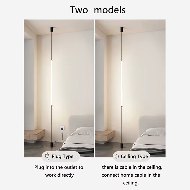 Italy Design Bedroom Bedside LED Floor Lamps Acrylic Sconces Long Line Light Modern Black Hotel Living Room LED Floor Light Home