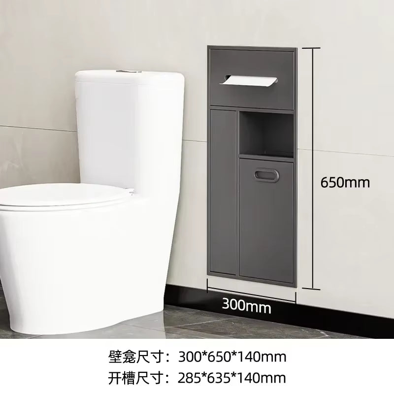 Stainless Steel Niche Bathroom Metal Embedded Trash Can Cabinet Finished Toilet Side Tissue Storage Rack