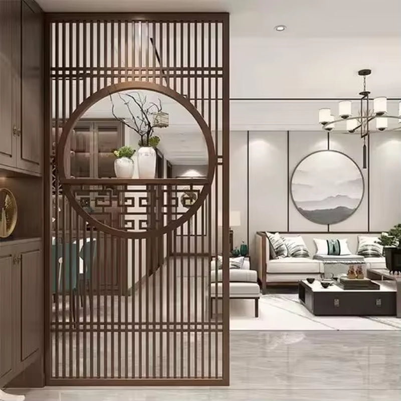 Custom Home Living Room Entrance Office New Japanese Solid Wood Grille Screen Mobile Baffle Wall