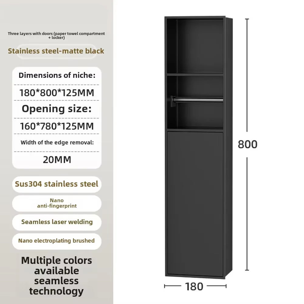Toilet Inserted Cabinet Stainless Steel Inserted Toilet Niche Inserted Toilet Brush Multifunctional Trash Can Shelf