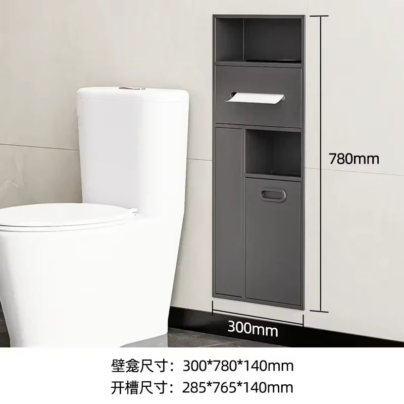 Stainless Steel Niche Bathroom Metal Embedded Trash Can Cabinet Finished Toilet Side Tissue Storage Rack