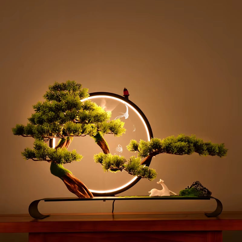 Cliff Welcome Pine Bonsai Micro Landscape Decoration Zen Space Chinese Style Living Room Porch Soft Decoration Art Decoration