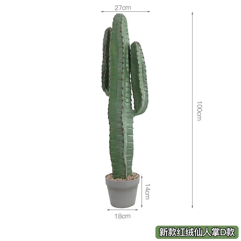 Simulated Cactus, Immortal Pillar Ball Measuring Ruler, Tropical Plant Landscape Floor-Standing Ornament Home Decor