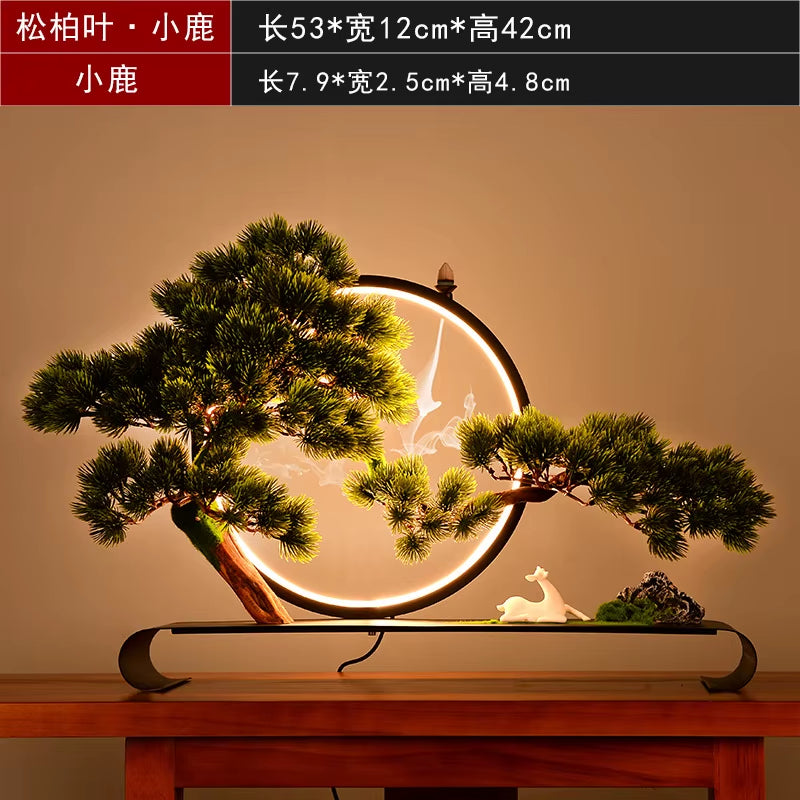 Cliff Welcome Pine Bonsai Micro Landscape Decoration Zen Space Chinese Style Living Room Porch Soft Decoration Art Decoration