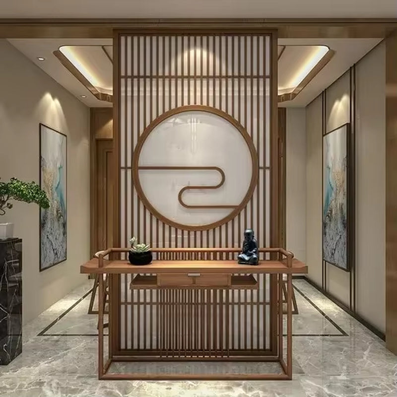 Custom Home Living Room Entrance Office New Japanese Solid Wood Grille Screen Mobile Baffle Wall