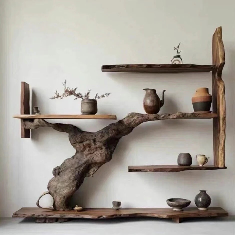 Wabi Sandy Fragrant Camphor Wood Solid Wood Bogu Rack Tea Display Cabinet Storage Rack