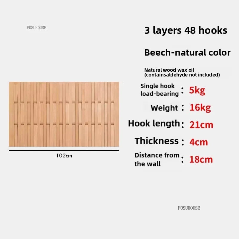 Creativity Wood Coat Racks Multilayer Wall Clothes Hanger Living Room Entrance Door Coat Rack Wall Porch Bedroom Hanging Area