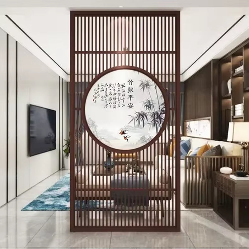 Custom Home Living Room Entrance Office New Japanese Solid Wood Grille Screen Mobile Baffle Wall