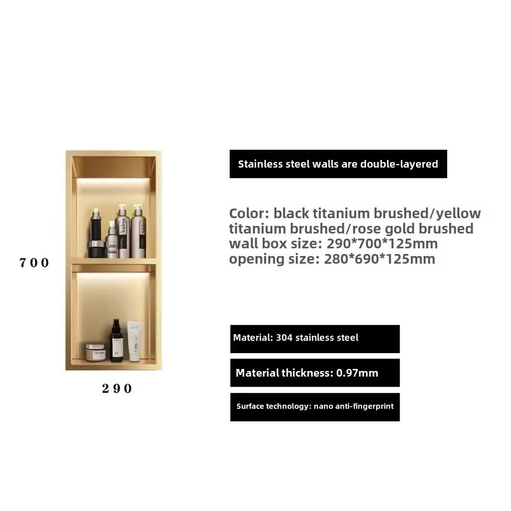 304 Stainless Steel Embedded Niche Hand Washing Bathroom Bathroom Shower Room Toilet Embedded Storage Wall Cabinet