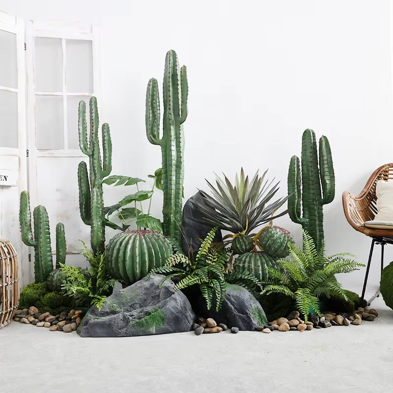 Simulated Cactus, Immortal Pillar Ball Measuring Ruler, Tropical Plant Landscape Floor-Standing Ornament Home Decor