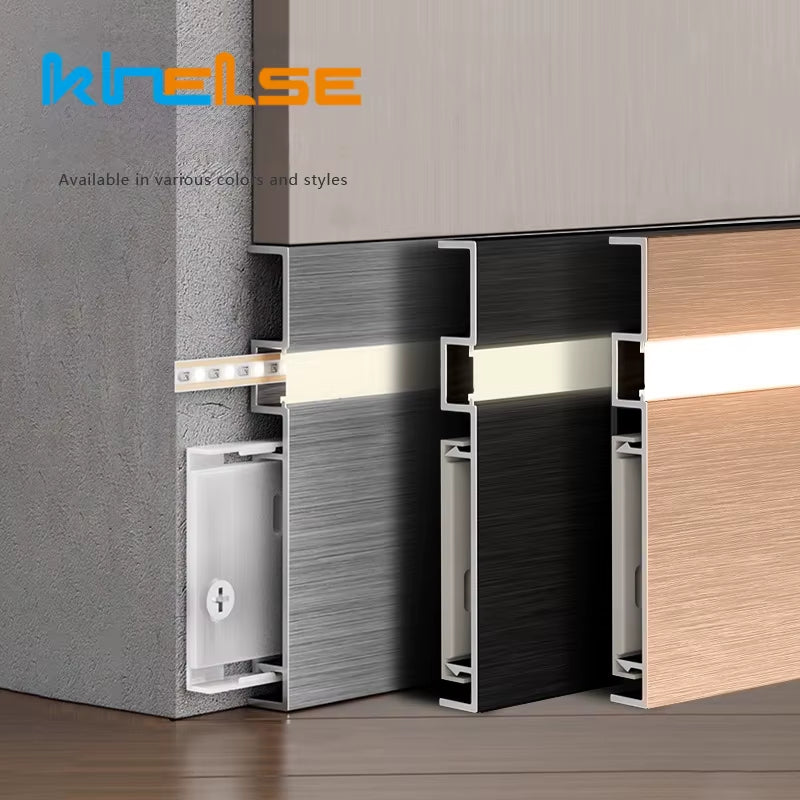 H8/10Cm Brushed LED Skirting Line 0.5M 1M LED Aluminium Profile Floor Baseboard Bar Strip Light Metal Wall Skirting Linear Lamp