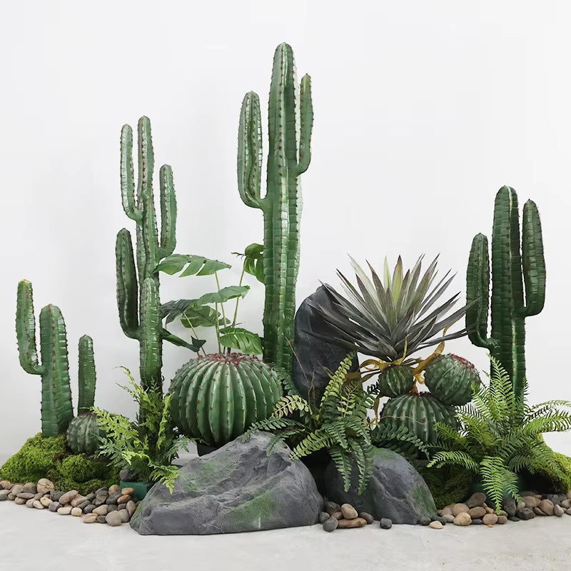 Simulated Cactus, Immortal Pillar Ball Measuring Ruler, Tropical Plant Landscape Floor-Standing Ornament Home Decor