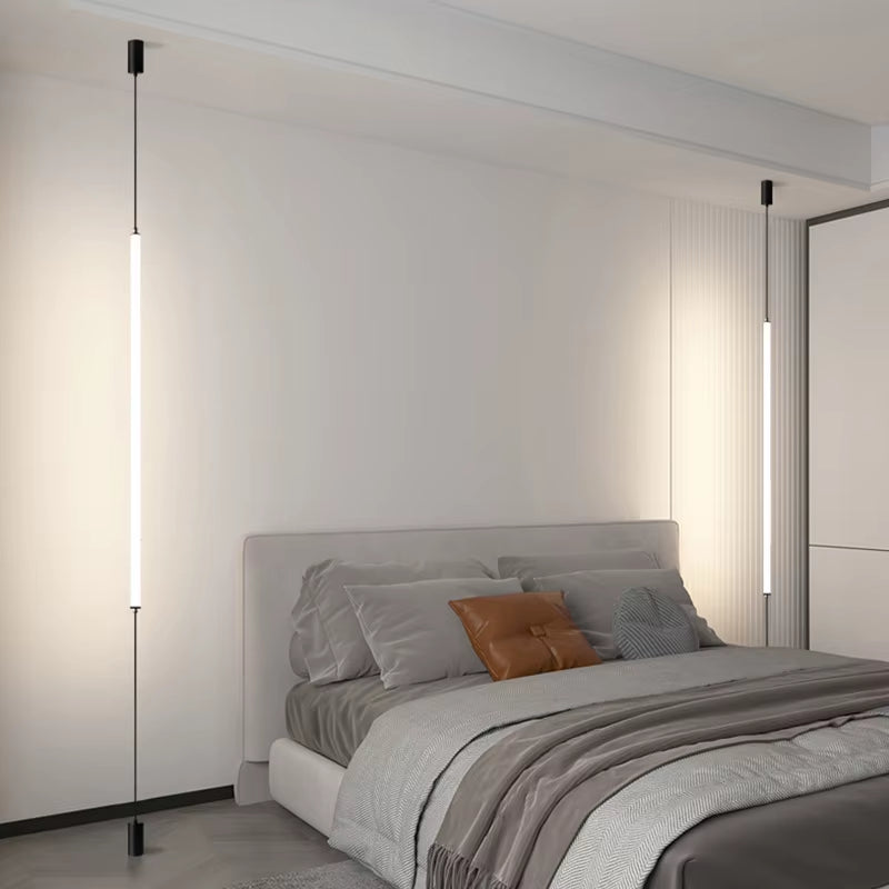 Italy Design Bedroom Bedside LED Floor Lamps Acrylic Sconces Long Line Light Modern Black Hotel Living Room LED Floor Light Home