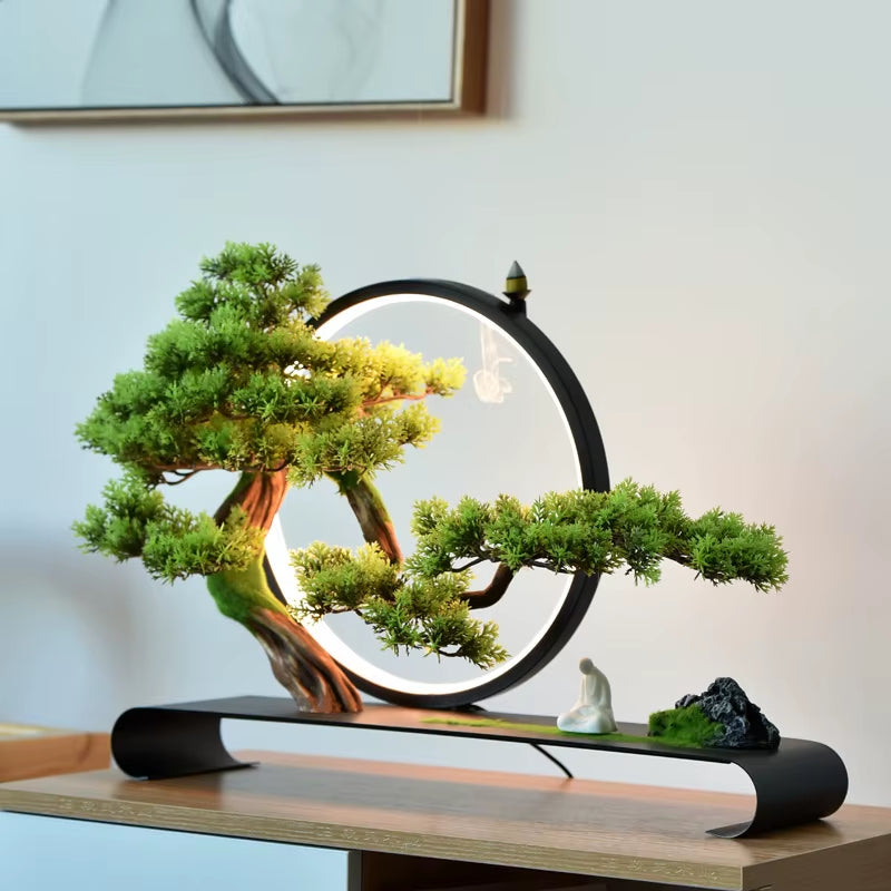 Cliff Welcome Pine Bonsai Micro Landscape Decoration Zen Space Chinese Style Living Room Porch Soft Decoration Art Decoration