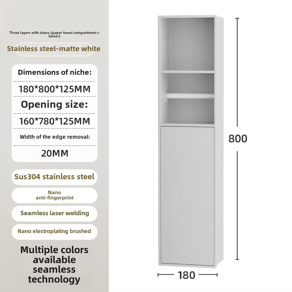 Toilet Inserted Cabinet Stainless Steel Inserted Toilet Niche Inserted Toilet Brush Multifunctional Trash Can Shelf