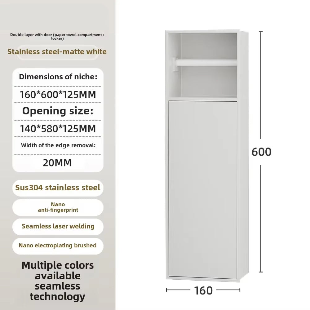 Toilet Inserted Cabinet Stainless Steel Inserted Toilet Niche Inserted Toilet Brush Multifunctional Trash Can Shelf
