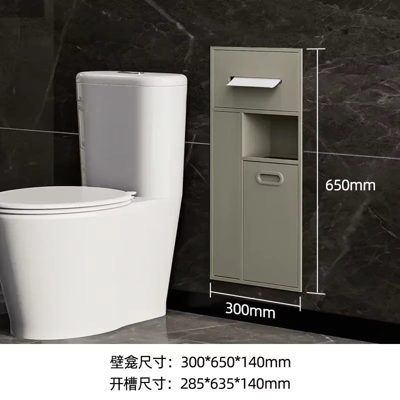 Stainless Steel Niche Bathroom Metal Embedded Trash Can Cabinet Finished Toilet Side Tissue Storage Rack