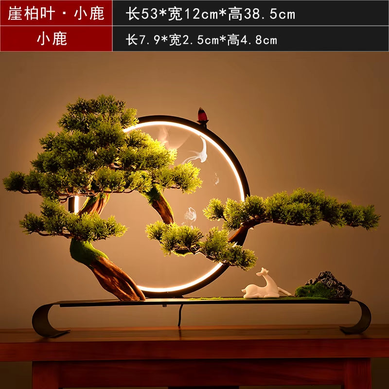 Cliff Welcome Pine Bonsai Micro Landscape Decoration Zen Space Chinese Style Living Room Porch Soft Decoration Art Decoration