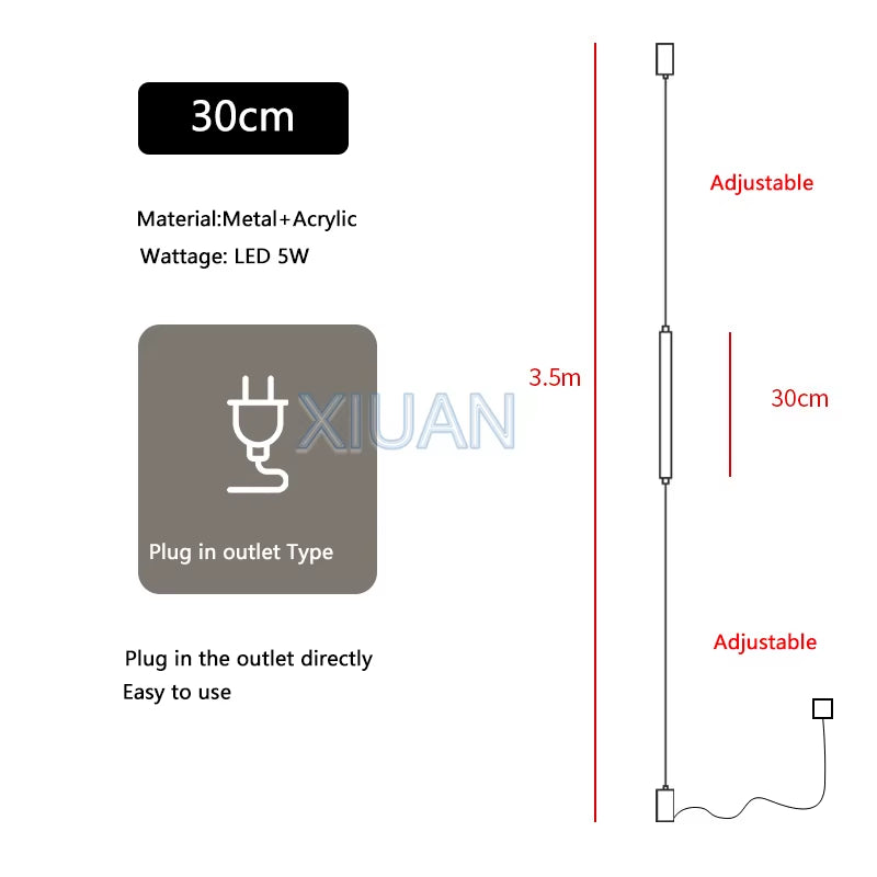 Italy Design Bedroom Bedside LED Floor Lamps Acrylic Sconces Long Line Light Modern Black Hotel Living Room LED Floor Light Home