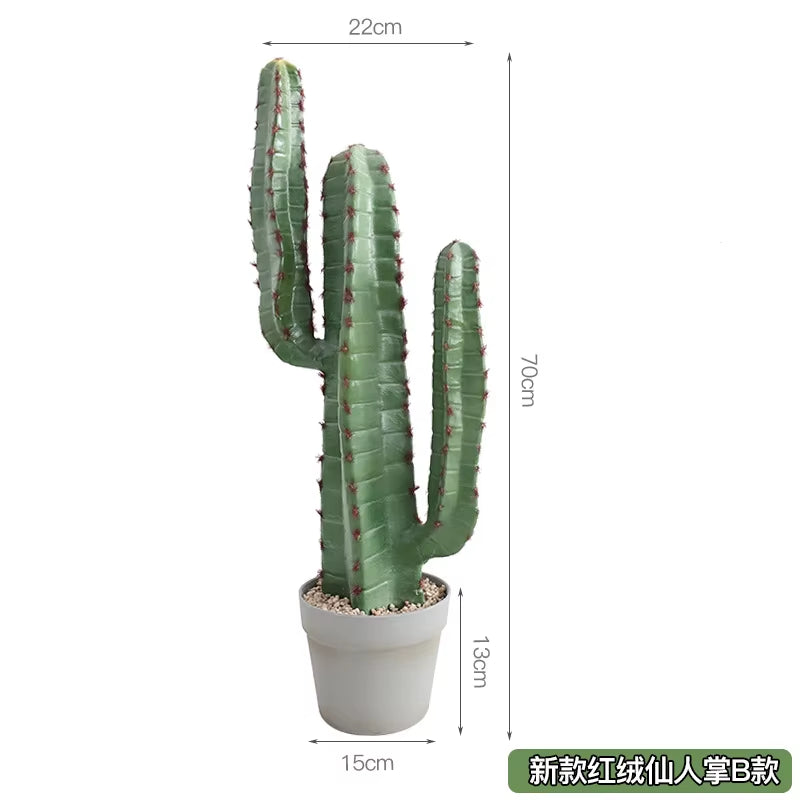 Simulated Cactus, Immortal Pillar Ball Measuring Ruler, Tropical Plant Landscape Floor-Standing Ornament Home Decor