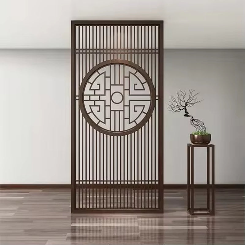 Custom Home Living Room Entrance Office New Japanese Solid Wood Grille Screen Mobile Baffle Wall