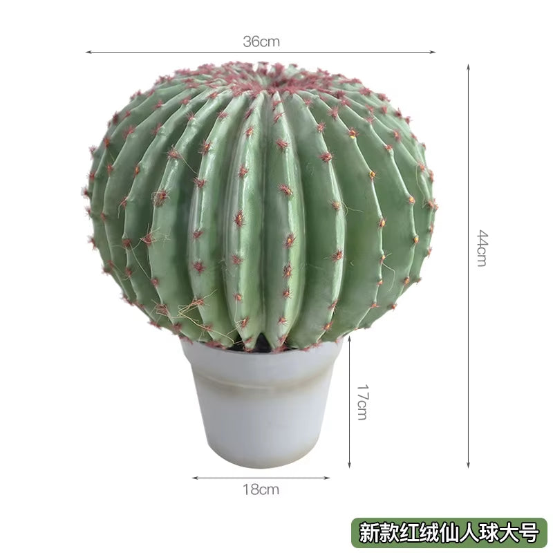 Simulated Cactus, Immortal Pillar Ball Measuring Ruler, Tropical Plant Landscape Floor-Standing Ornament Home Decor